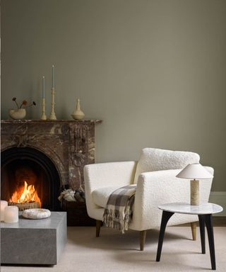 Living room in Hazy Skies gray green by Benjamin Moore