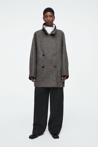 Oversized Double-Breasted Wool Pea Coat