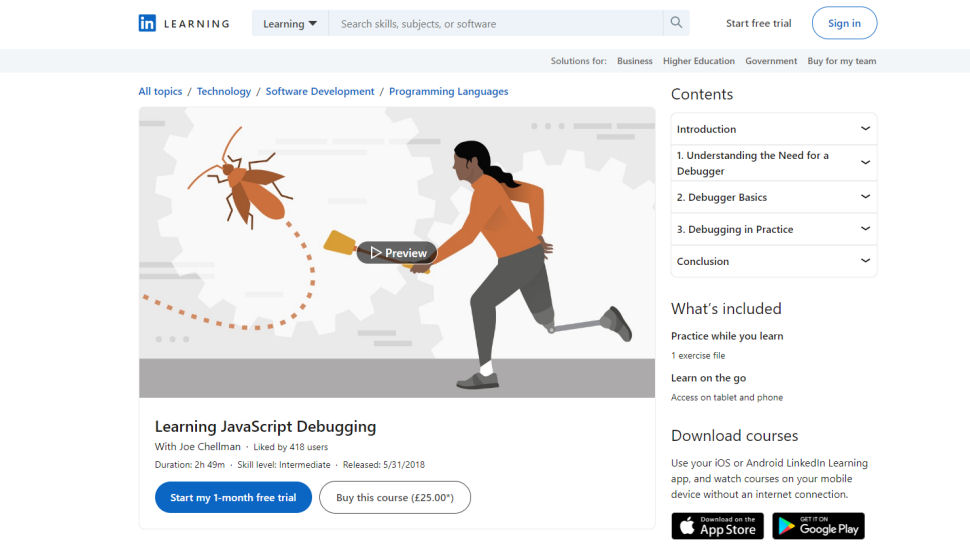 Tangkapan layar situs web untuk LinkedIn Learning