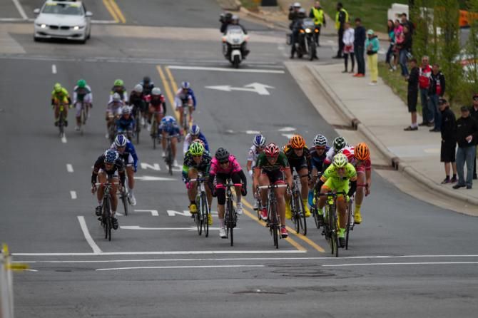Shelley Olds (in yellow) led out the dash to the line.