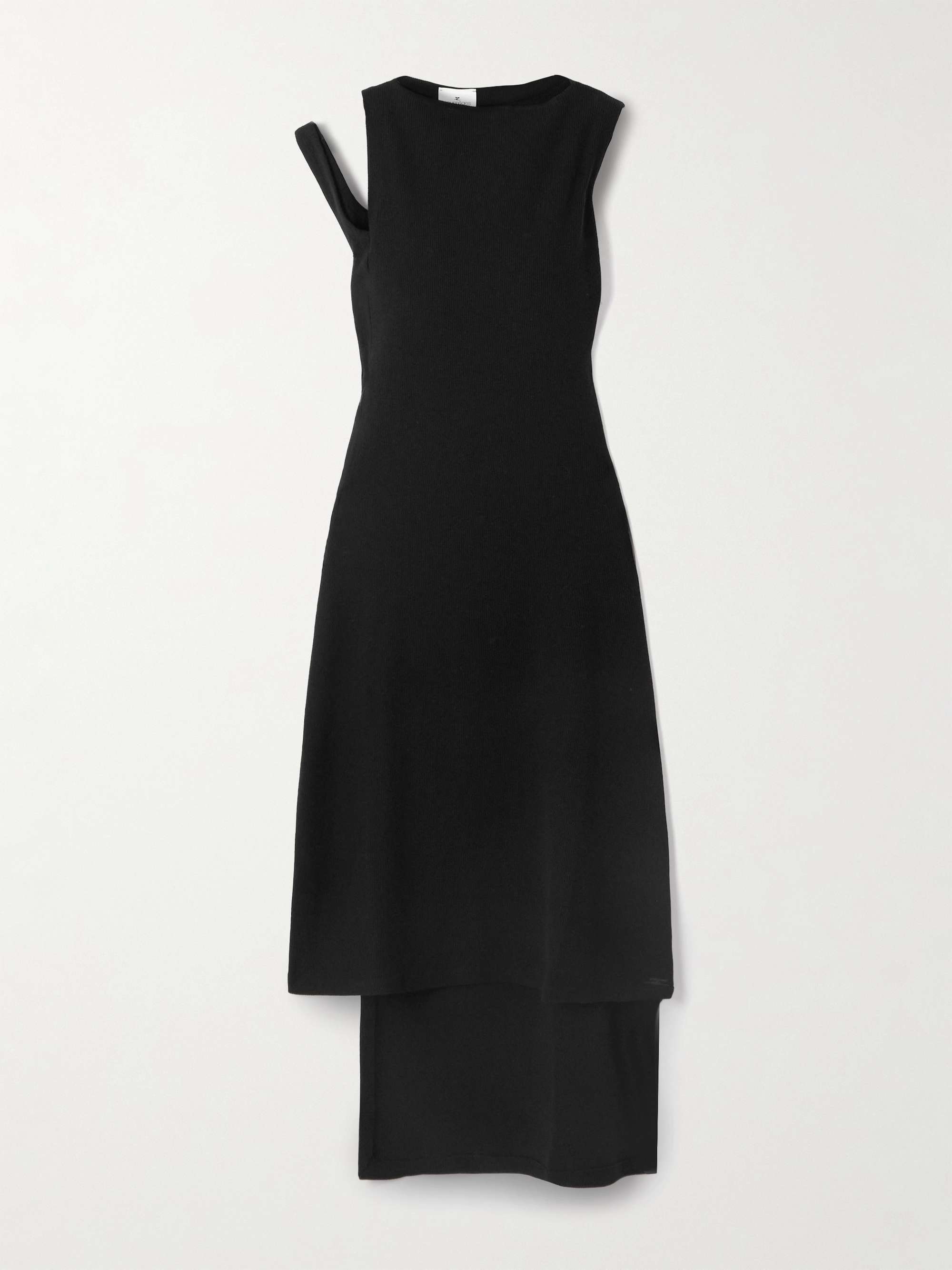 Asymmetric Cutout Ribbed-Knit Mini Dress