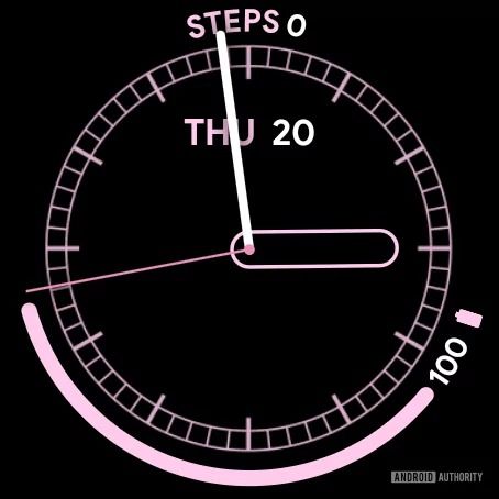 Pixel Watch 2 watch face showing the hour and second hands