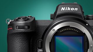 The Nikon Z6 II camera on a green background