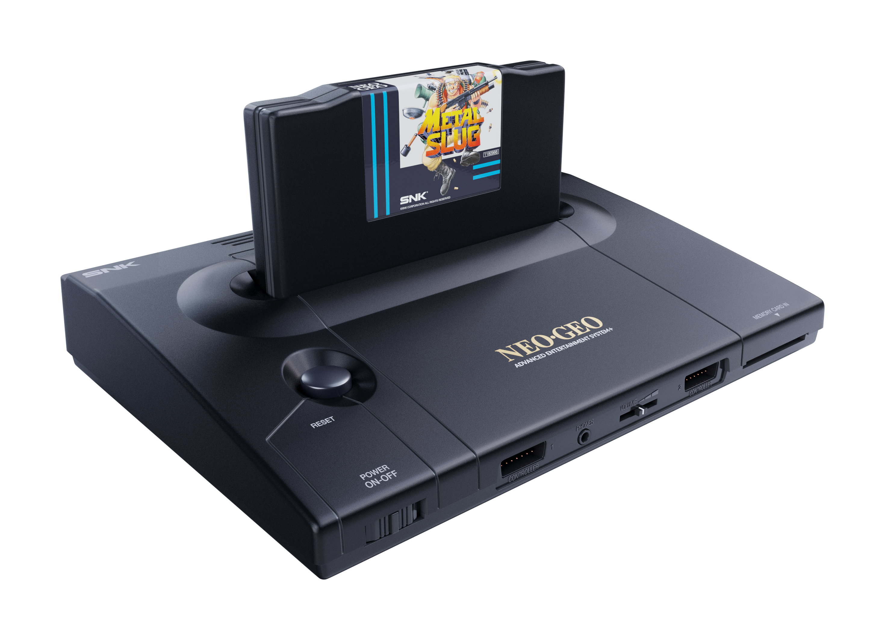 A retro game console from the 1990s by SNK NEOGEO in black and white