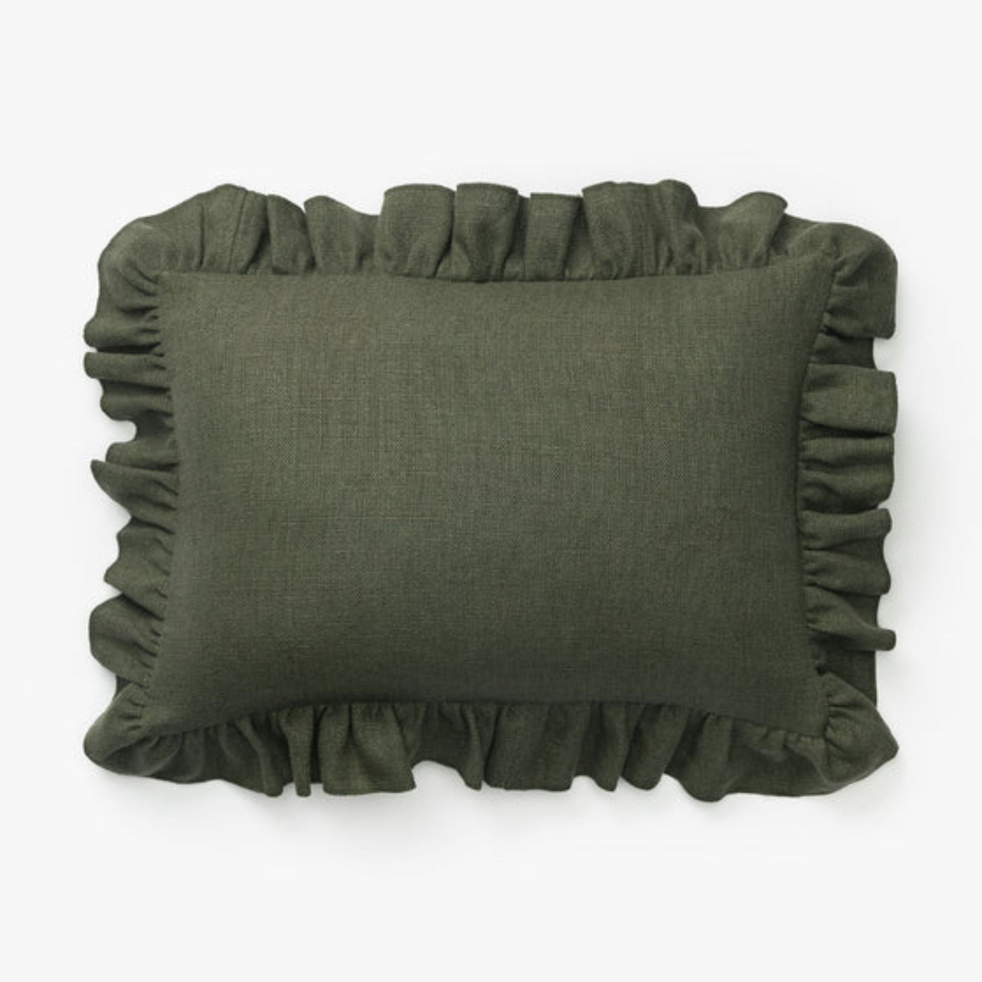 green cushion with ruffled edge