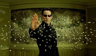 The Matrix Reloaded Neo bullet stopping frenzy
