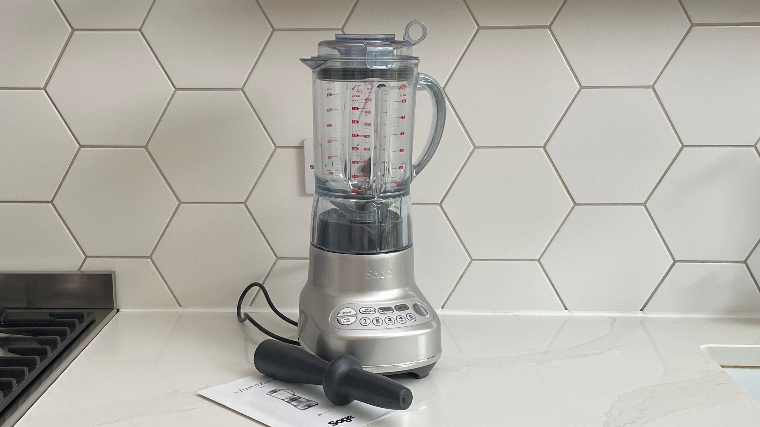 Breville the Fresh & Furious blender on a kitchen countertop