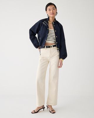 Slim Wide-Leg Jean in Ecru