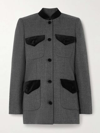 + Net Sustain Raja Velvet-Trimmed Wool-Tweed Blazer