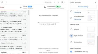 Gmail's reading pane demonstrated