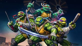 The Teenage Mutant Ninja Turtles pose edgily
