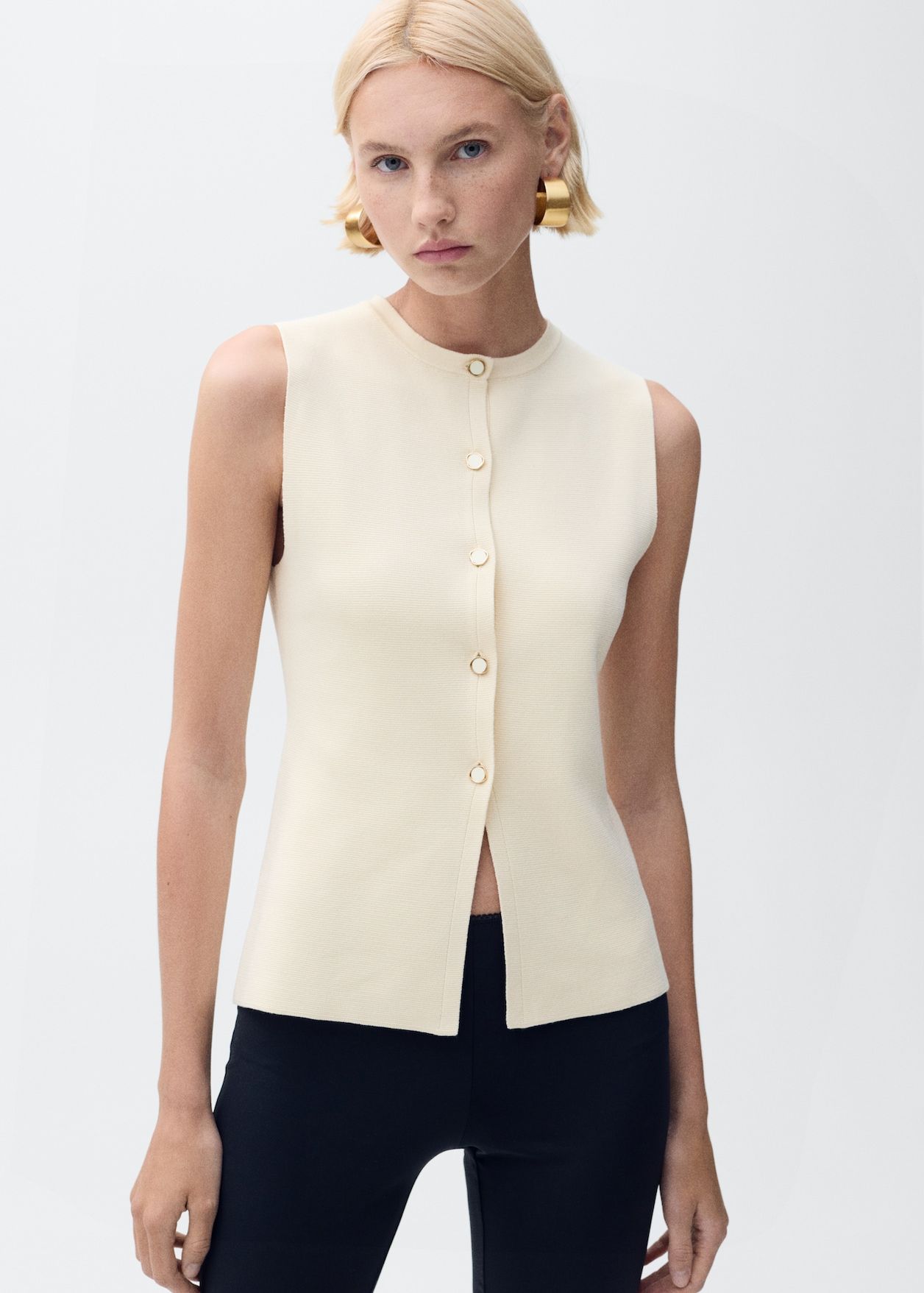 MANGO, Fine-Knit Vest With Buttons - Women | Mango Usa