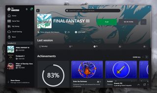 Xbox app with Final Fantasy III displayed