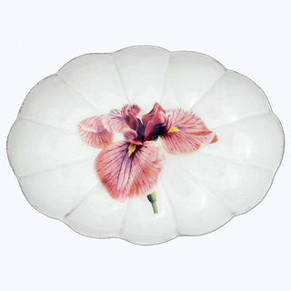 platter with flower on it