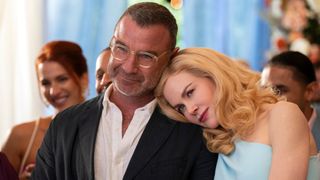 "The Perfect Couple." (L to R) Liev Schreiber as Tag Winbury, Nicole Kidman as Greer Winbury in episode 101 of "The Perfect Couple." Cr. Hilary Bronwyn Gayle/Netflix © 2024