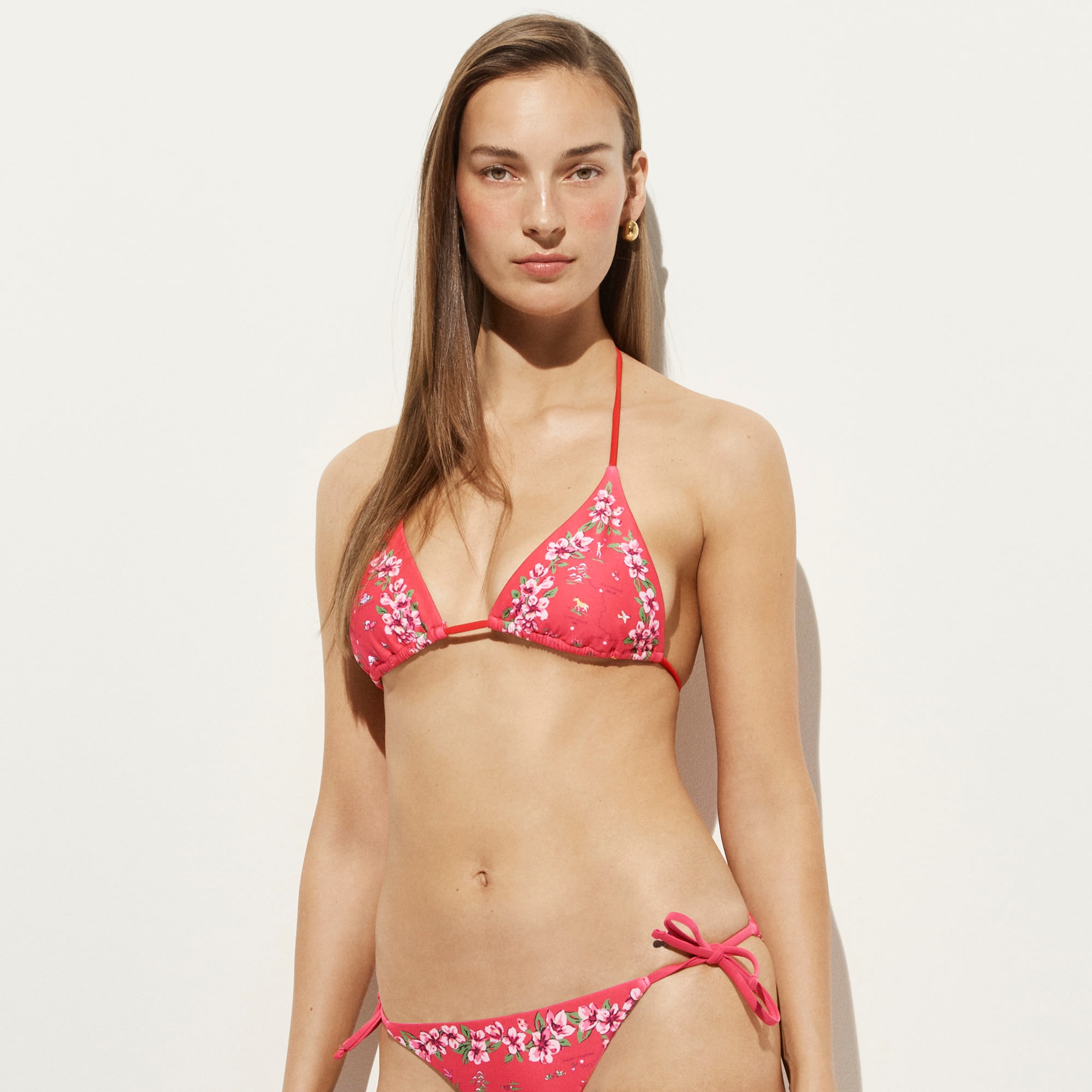String Bikini Top in Map-Print Classic Sculpt&trade;