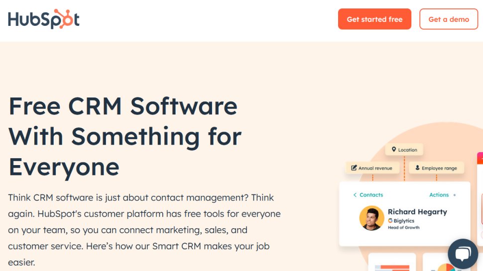 Hubspot website screenshot (May 2025).