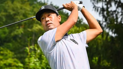 Kevin Na takes a shot during LIV Golf Greenbrier