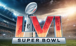 Super Bowl LVI 2022 logo on an American football pitch