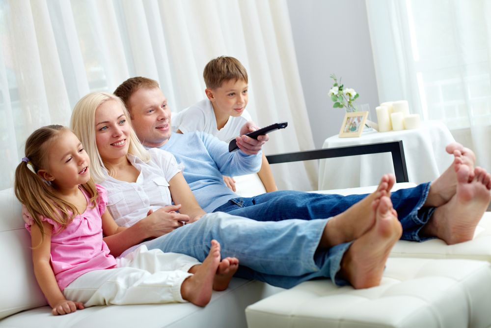 a family watches tv