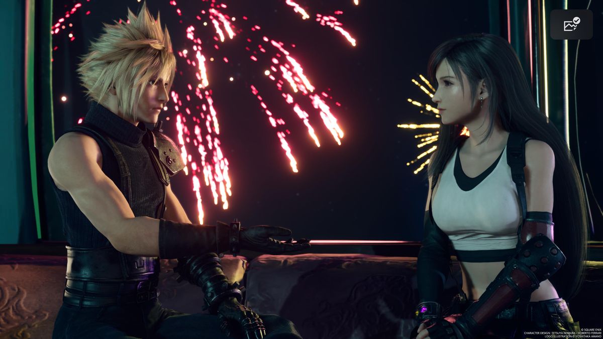 Cloud and Tifa on a Gold Saucer date in Chapter 12