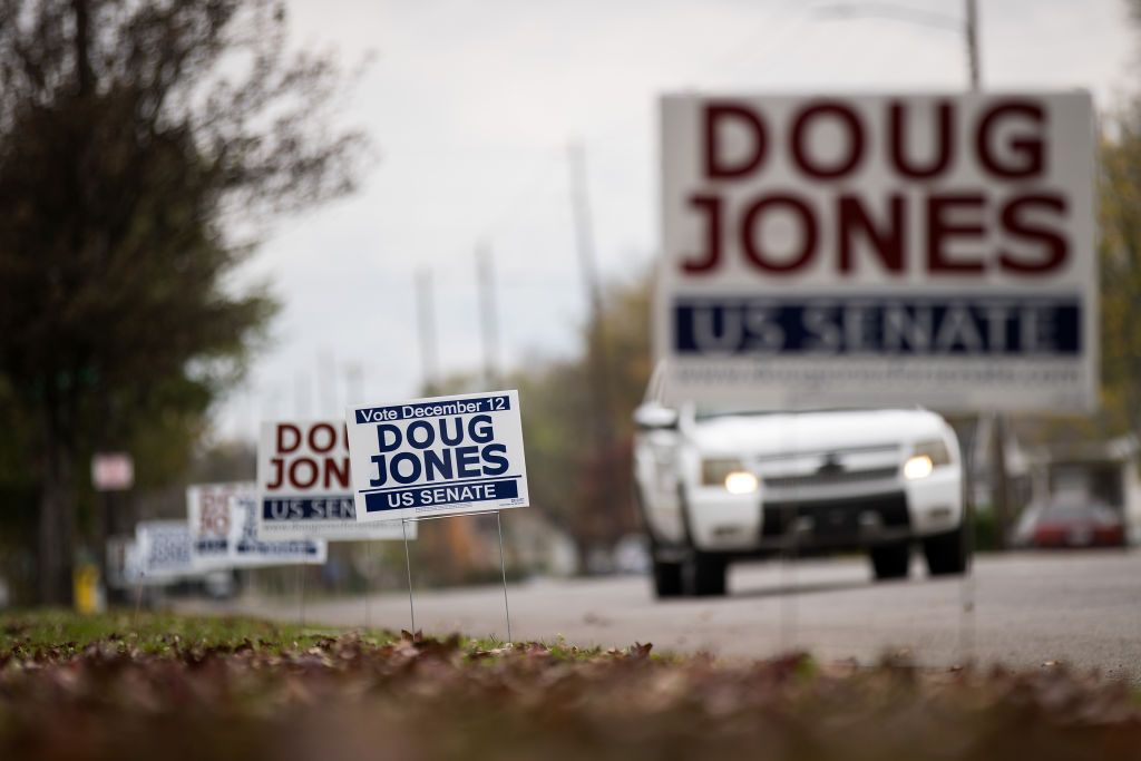 Yard signs for Doug Jones