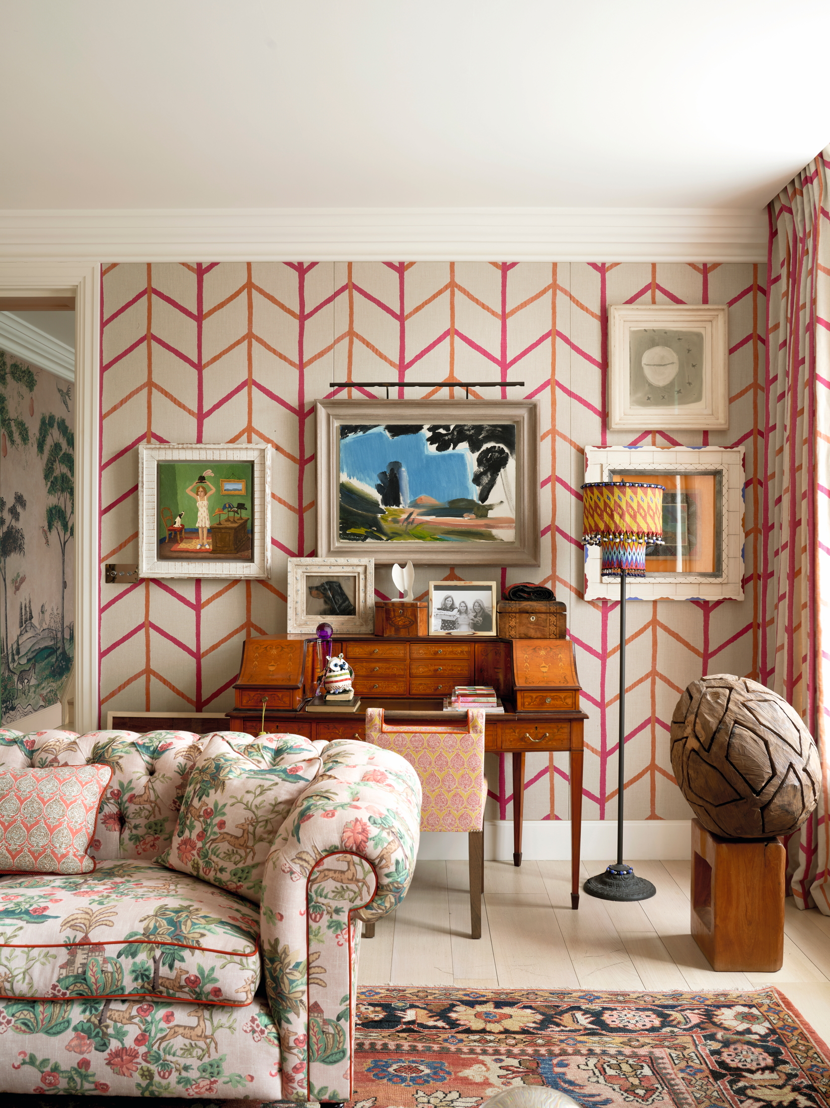 The drawing room of a London townhouse designed by Kit Kemp, the creative force behind a number of hotels in London and New York