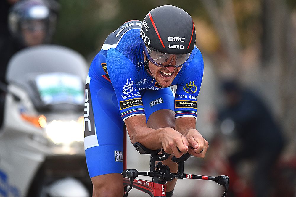 Greg Van Avermae theld onto the overall lead during stage 7 at Tirreno-Adriatico