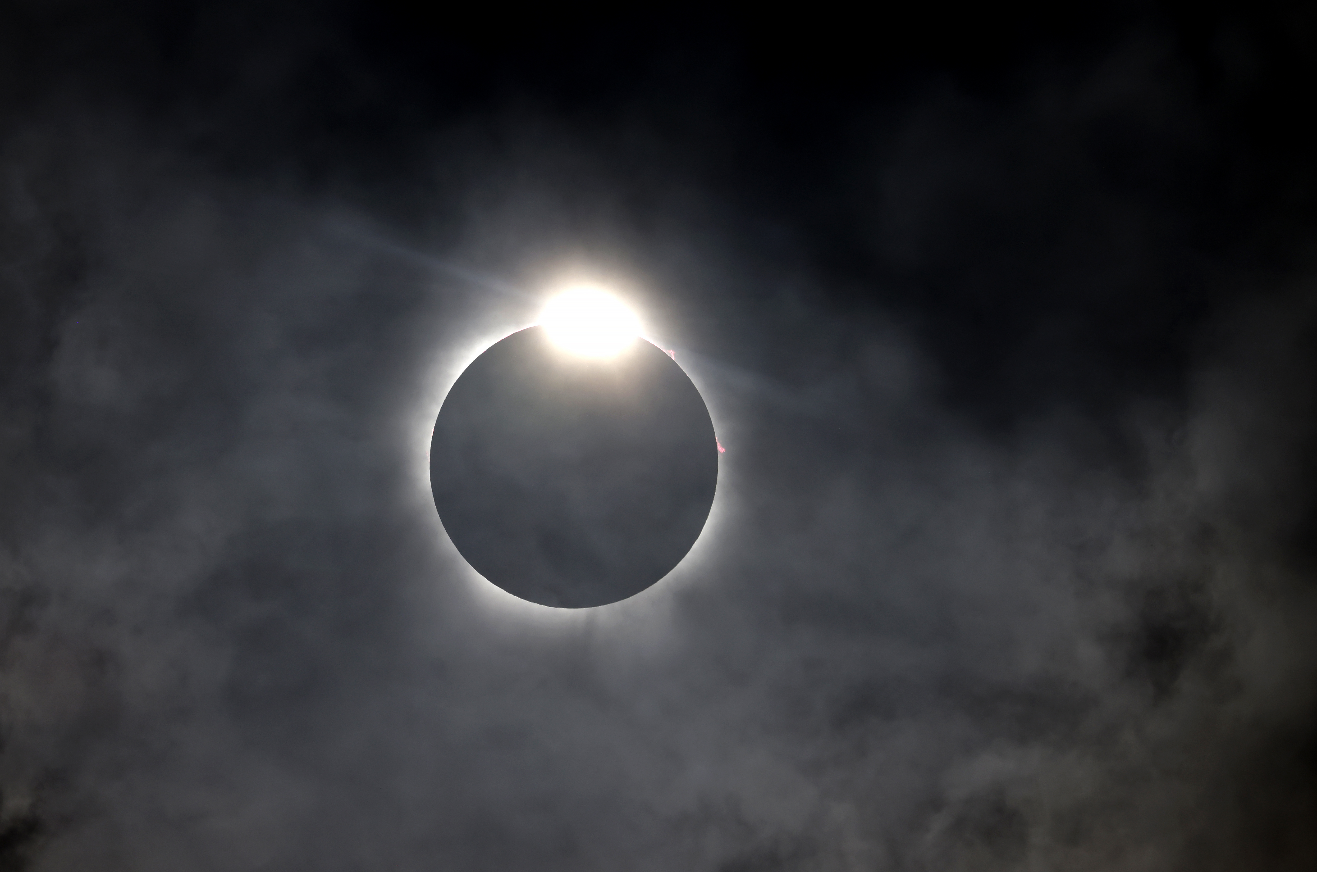 The diamond ring effect is seen when the moon blocks the sun over Fort Worth, Texas.