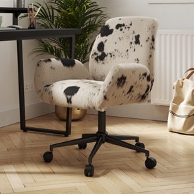 Ginny Cow Print Faux Fur Swivel Office Chair
