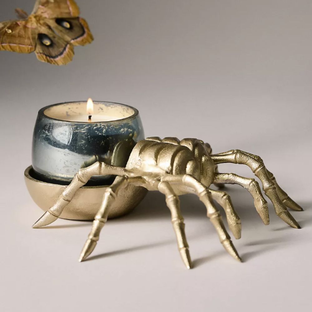 Gold spider candle holder