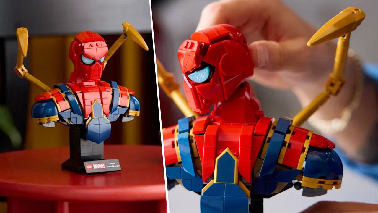 Lego Marvel Iron Spider-Man Bust in use