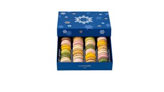 Blue box of Laduree macarons