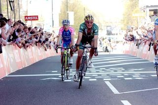 Bert de Waele (Landbouwkrediet) led out the sprint but faded to 4th ahead of Damiano Cunego (Lampre)