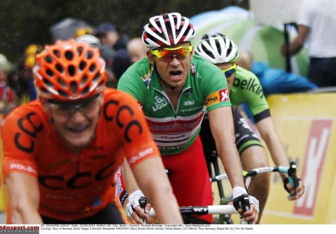 Alexander Kristoff (Katusha) sitting in the bunch