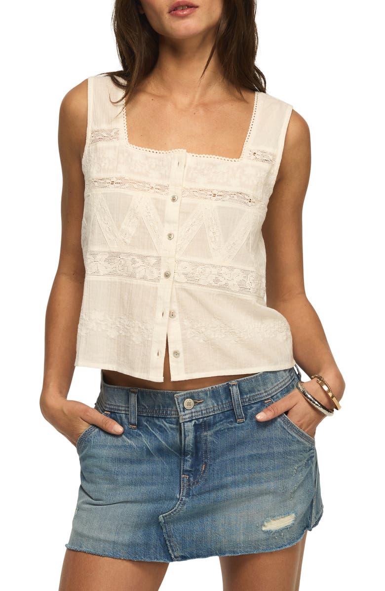 Embroidered Lace Crop Tank