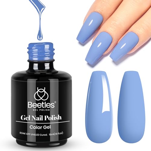 Beetles Baby Blue Gel Polish, 15ml Blue Gel Nail Polish Soak Off Nail Art Manicure Salon Diy Design at Home Gifts for Woman