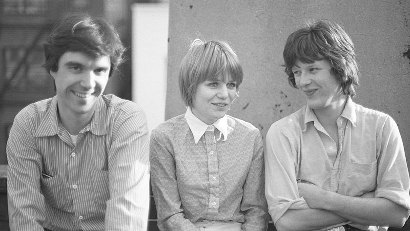 The three founding members of Talking Heads on a Manhattan rooftop, US, 1976. (Jerry Harrison would join the group at the beginning of 1977.