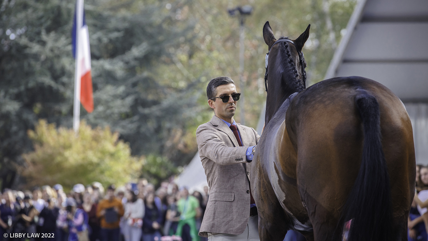 Pau Horse Trials trot-up Max Gordon with Redwood Clover