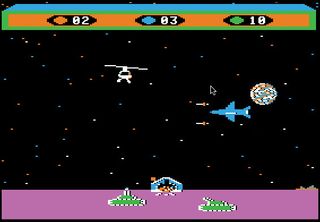 Screenshot of Choplifter for the Apple II