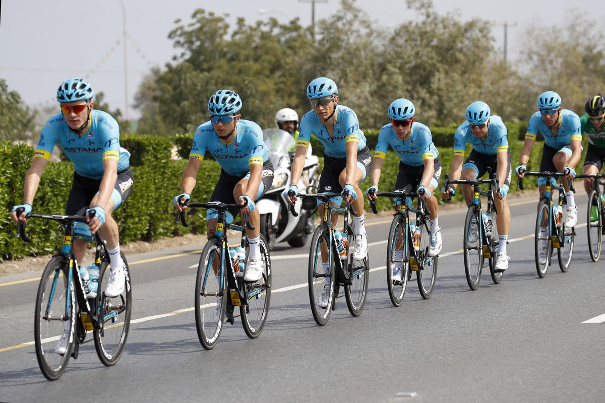 The Astana team control the race