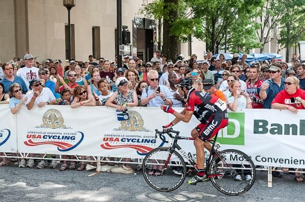 George Hincapie (BMC) excites the hometown crowd.