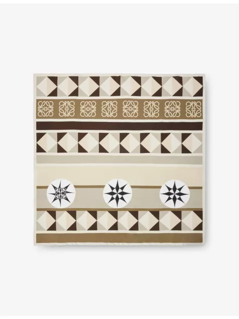 Loewe X Paula's Ibiza Anagram Geometric-Print Silk Scarf