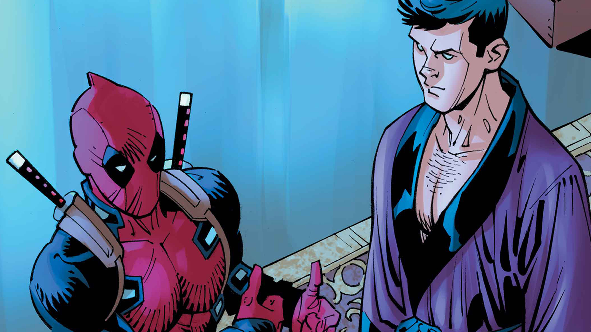 Deadpool coming face-to-face with Bruce Wayne