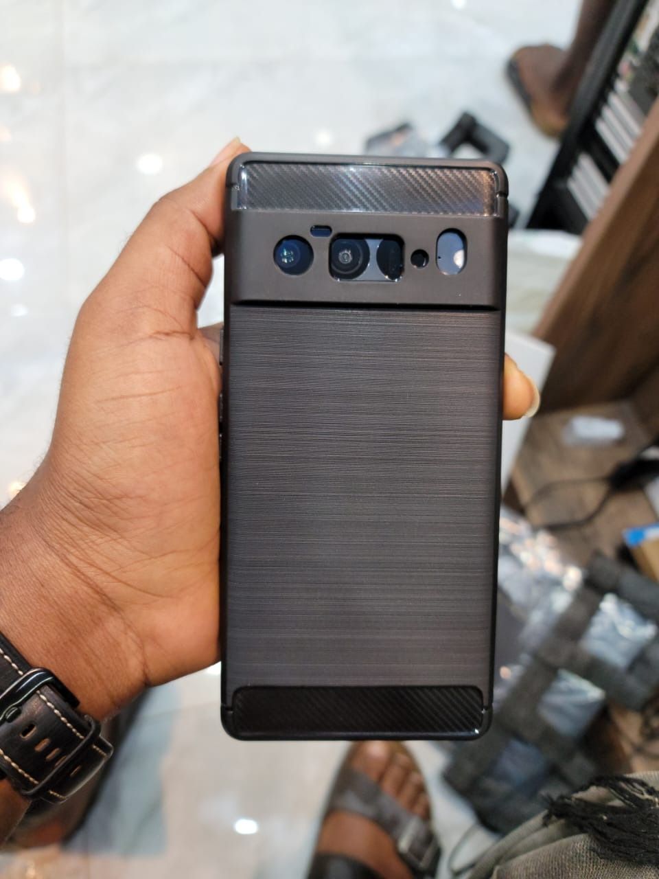 Google Pixel 7 Pro prototype showing its back and front panels in full