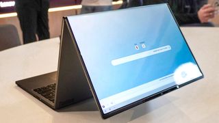 Lenovo ThinkBook Flip laptop concept shown open on table