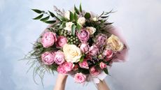 Flower bouquet of white and pink flowers