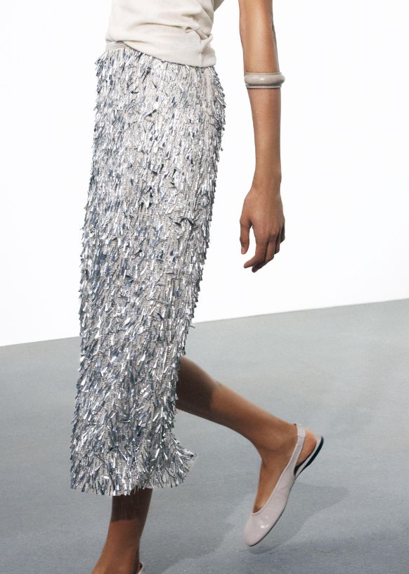 Image of grey sequin skirt