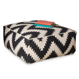 Black and white chevron zebra print rectangular pouffe