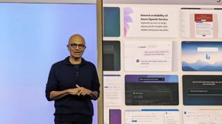 Satya Nadella at the special Surface and AI event in New York